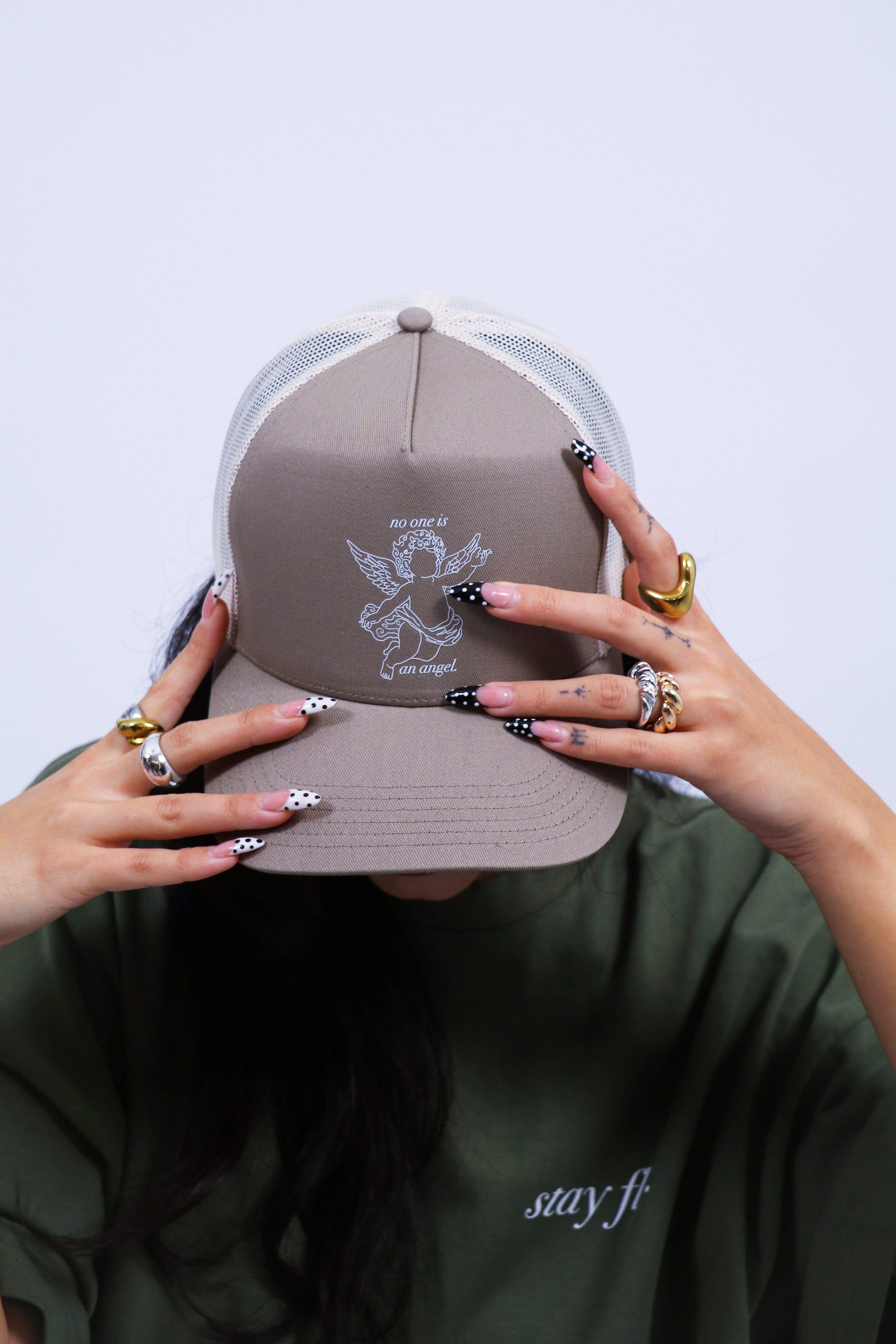 Beige Angel Logo Cap