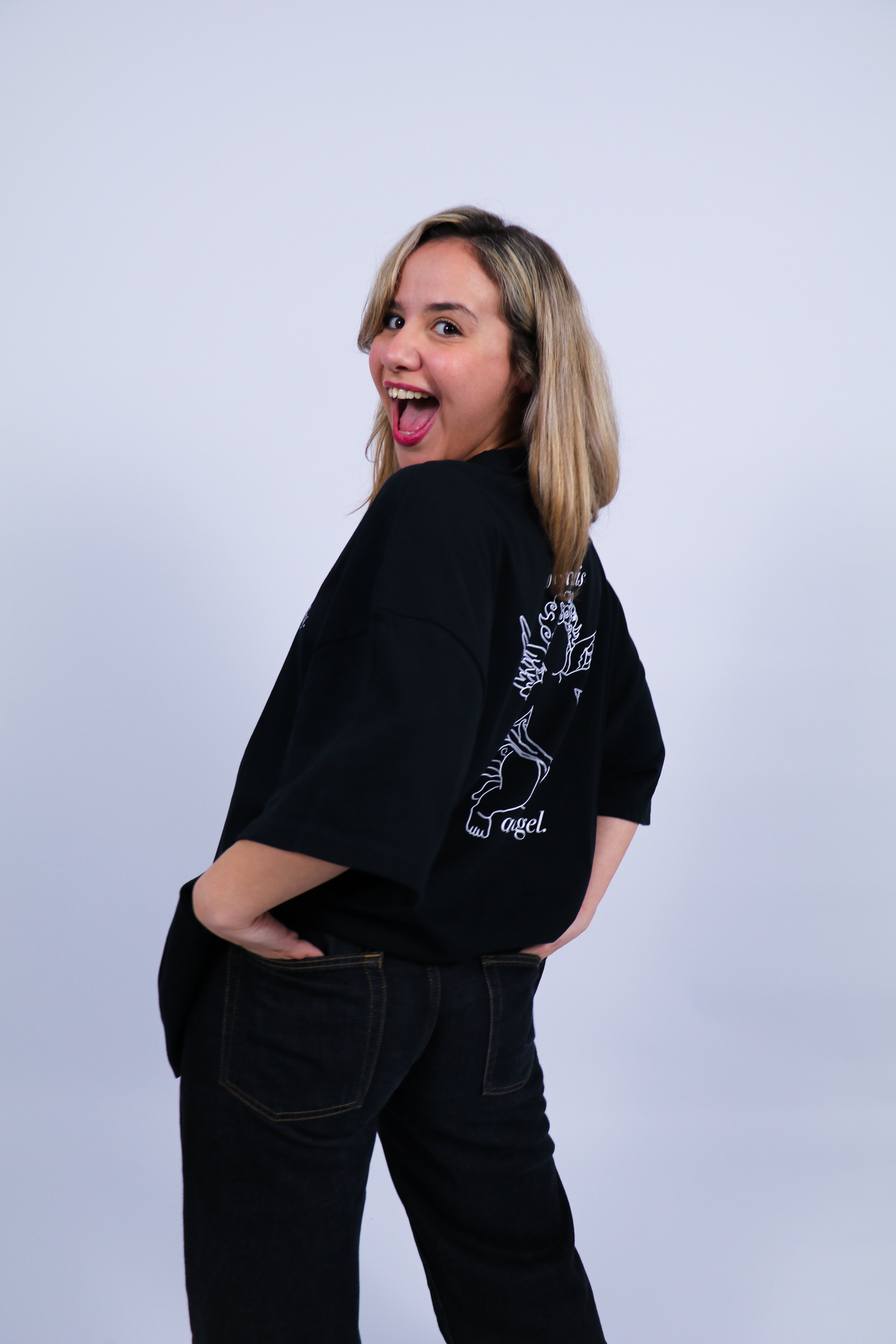 Black Angel Back Print T-shirt-5